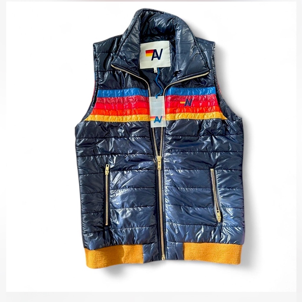 AVIATOR NATION VEST NWT GLOSSY NAVY MEDIUM